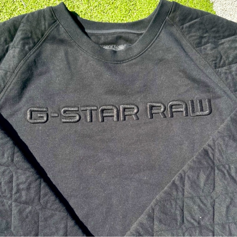 SUPER NICE G-STAR RAW BLACK ON BLACK QUILTED CREWNECK SWEATER XL PERFECT SHAPE
